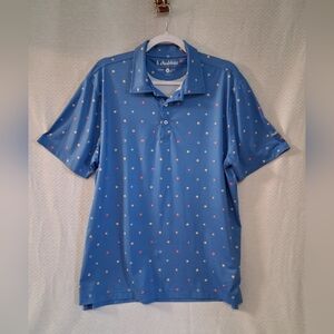 Chubbies Blue Polka Dot  Flowers Men's Polo Shirt